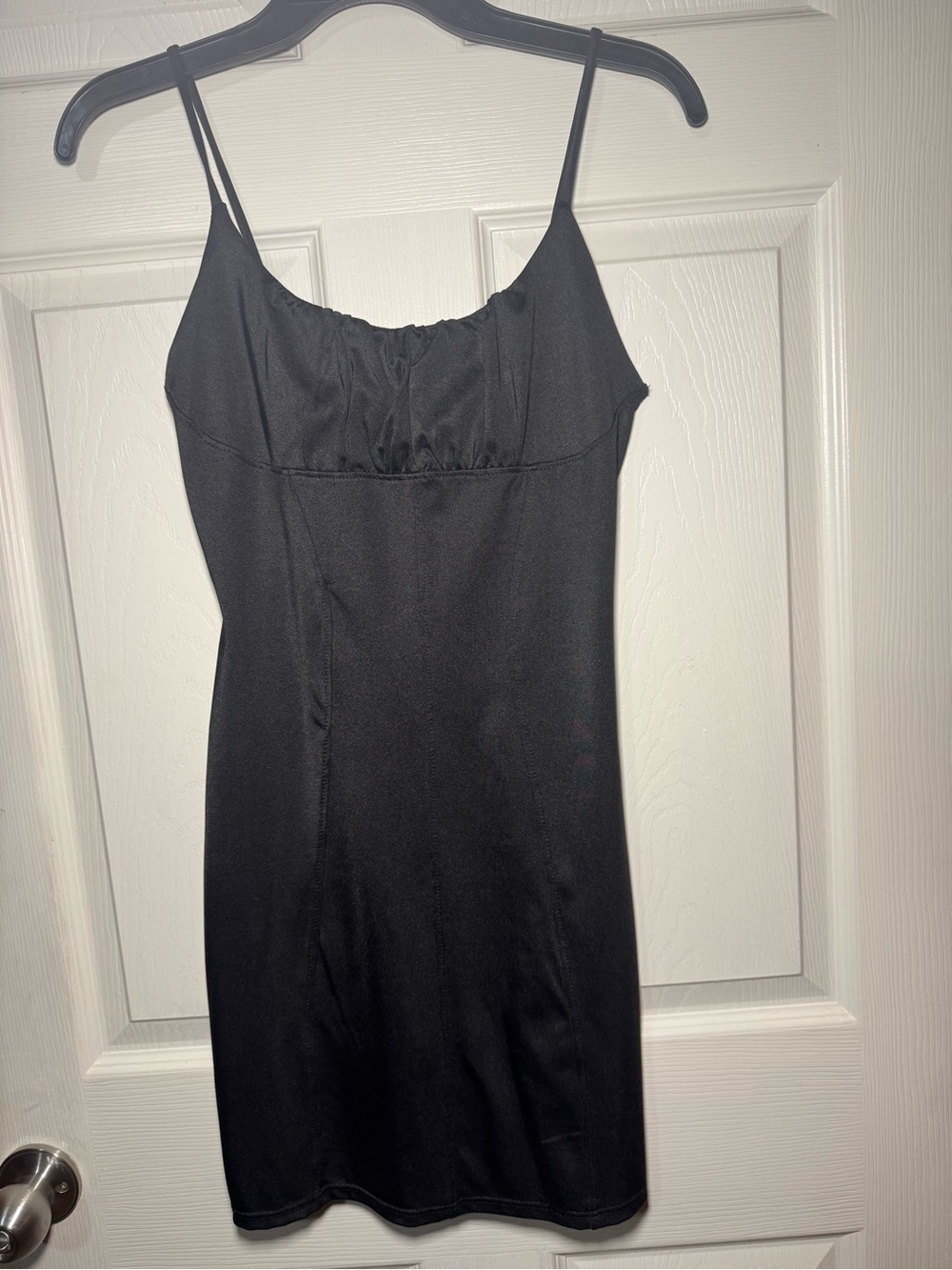 J.O.A. Black Satin-Look Spaghetti Strap Slip